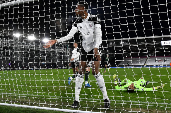 Tosin Adarabioyo of Fulham reacts after his decisive own goal during the Premier League loss to Tottenham.