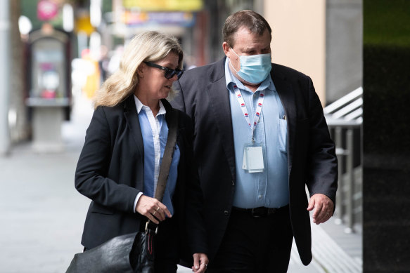 Gary Barnes, right, outside the ICAC on Wednesday. He is not accused of wrongdoing.