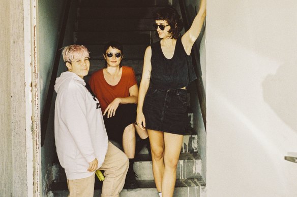 Erica Dunn (far right), says Mod Con’s new album was made in between Melbourne lockdowns. 
