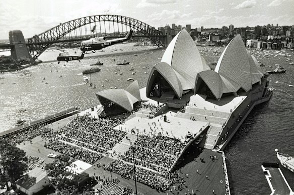 Critics fear the upgrade could clash with the original design of the Opera House, pictured at its 1973 opening.