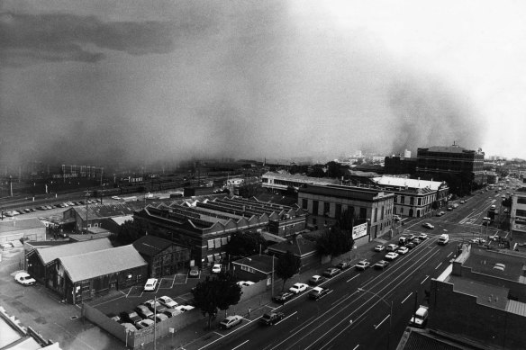 The view from The Age rooftop mid-afternoon when the storm hit Melbourne.