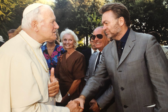 Desmond O’Grady meeting Pope John Paul II, year unknown.