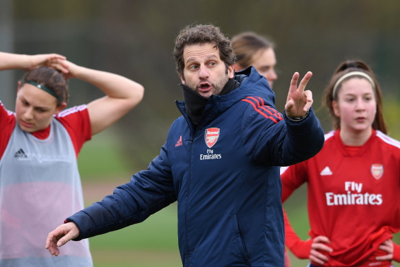 European dream: Arsenal coach Joe Montemurro is faces PSG in the Champions League quarter final this weekend. 