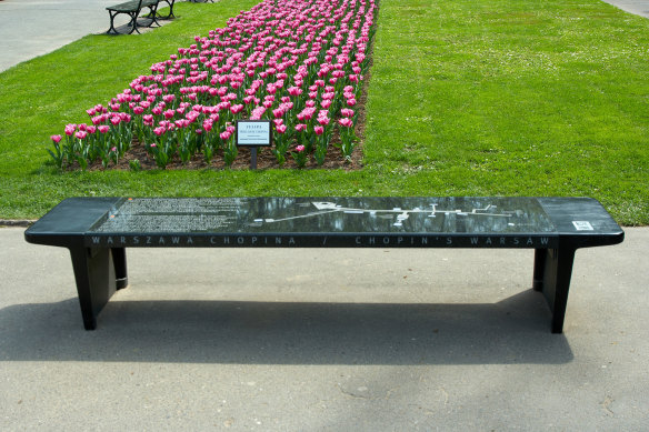 One of the multimedia granite benches playing Chopin – this one a gift from the Kingdom of the Netherlands.