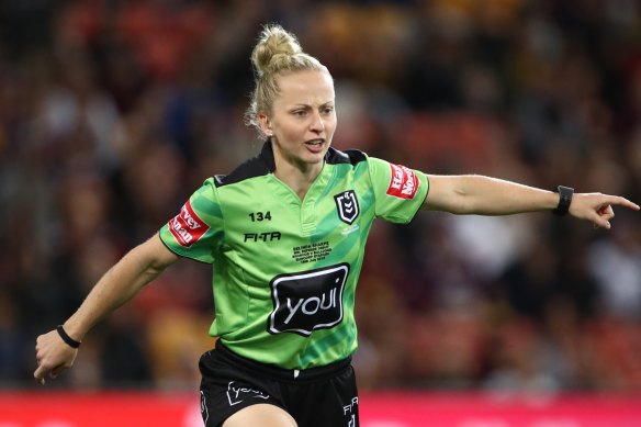 Belinda Sharpe will referee the Sea Eagles v Tigers game on Friday night. 