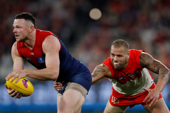 Steven May had the better of Lance Franklin but the Swans are through to the preliminary final.