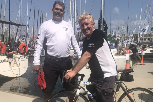In the name of charity, cyclist Andrew McKay is racing Murray Owen's 46ft yacht.