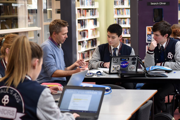 Year 12 students studying in the library at St Paul’s in Warragul. 
