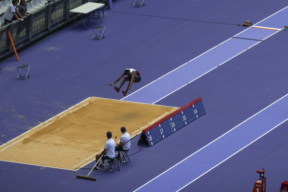 The long jump and triple jump will also be performed on a lavender track.