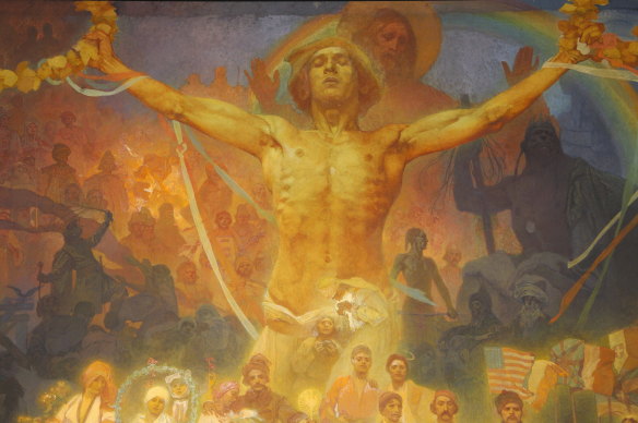 Alphonse Mucha’s The Slav Epic XX: Apotheosis Slavs for Humanity, 1926 (detail).