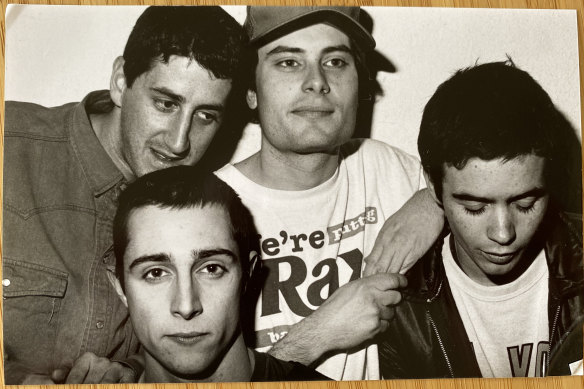 Tony Di Blasi (top left), Darren Seltmann (top right), Gordon McQuilten (bottom left) and Robbie Chater (bottom right) around the time of The Avalanches debut album.