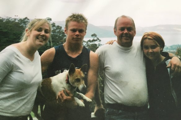 Tony Wilson (second from right) with his children, L-R: Amy, Shane, and Ellanah, in 2004.
