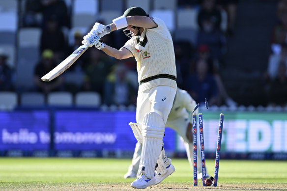 Steve Smith is bowled during the Test series against New Zealand.