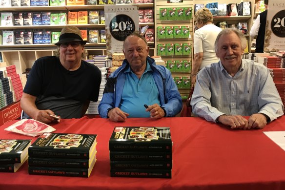Austin Robertson with Doug Walters and Ian Chappell at his book launch.