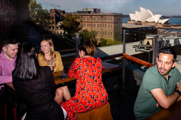 Outdoor dining in The Rocks has seen foot traffic return to 75 per cent of pre-COVID levels.