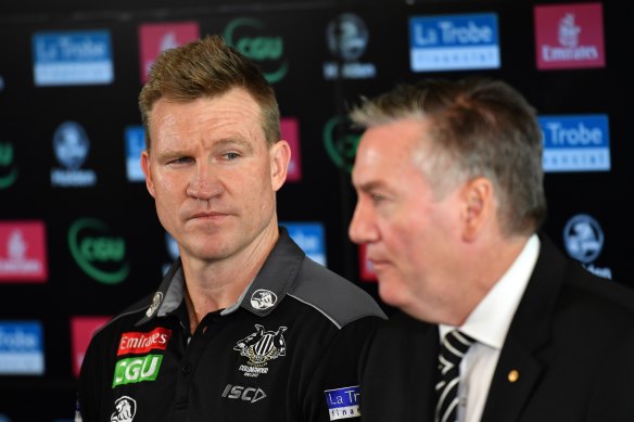 Collingwood coach Nathan Buckley with president Eddie McGuire.