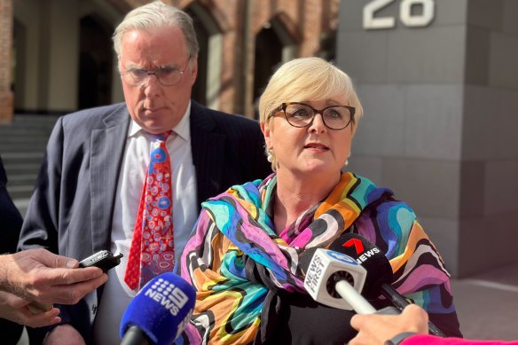 Senator Linda Reynolds outside court in Perth at a previous hearing.