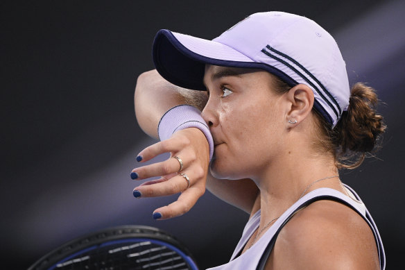 Ash Barty barely raised a sweat in her 6-3, 6-4 win over Shelby Rogers.