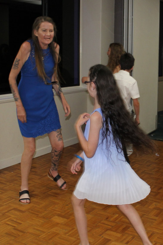 Emma Bates dances with her young niece.