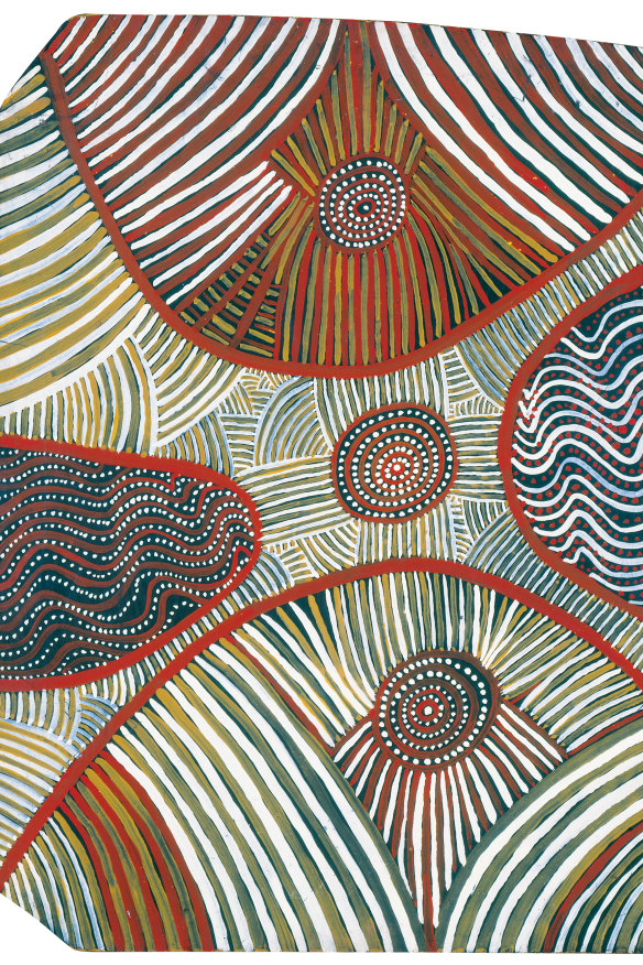 Mick Namarari Tjapaltjarri’s Water Dreaming, 1972. 