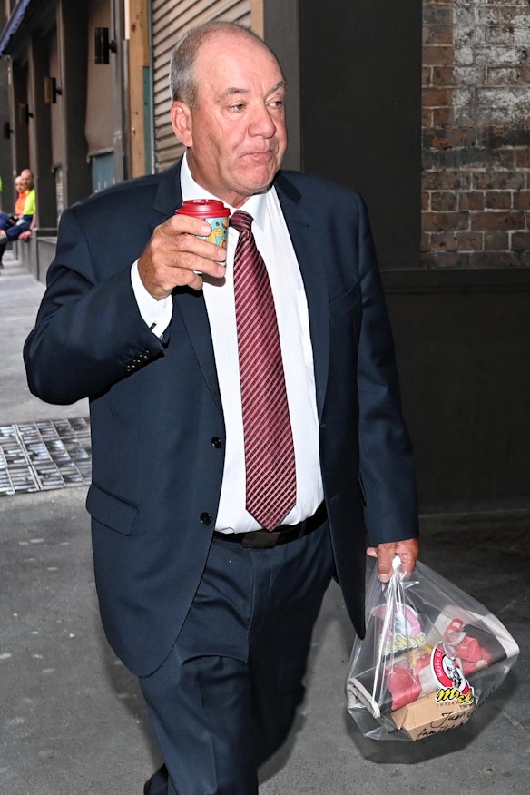 Daryl Maguire enters the ICAC on Thursday ahead of another day of questioning.