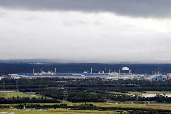 Mr Taylor said the battery storage program would provide enough energy to power the Tomago aluminum smelter, pictured, for 15 minutes.