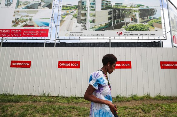 A building site under the control of the JiangSu Provincial Construction Group in Port Vila. 