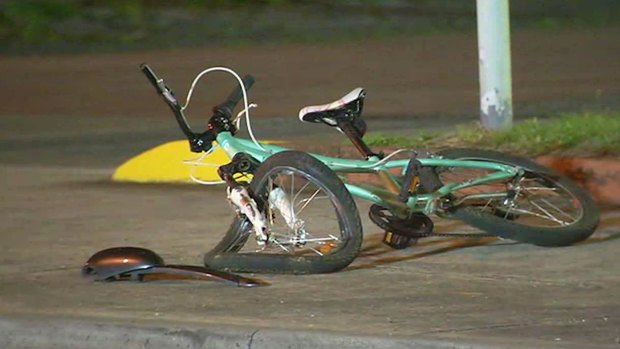 The 13-year-old girl's warped bike after it was hit in Coburg.