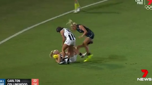 Sarah D'Arcy has been rubbed out for two weeks for this kick.