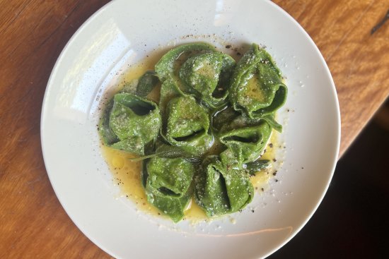 Balanzoni bolognesi filled with spinach, mortadella and ricotta.