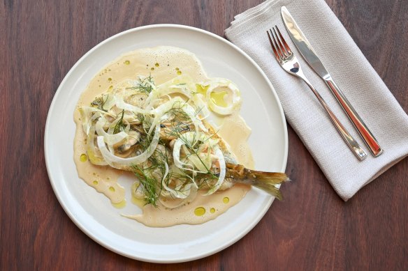 King George whiting with kakavia sauce.