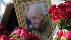 A portrait of Wagner Group’s chief Yevgeny Prigozhin in a St Petersburg cemetery.