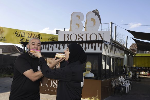Husband and wife team, Ahmed Taha and Marwa Yassine, owners and founders of Boston Dougnuts.