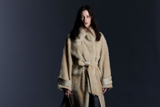 Joseph shearling coat, Bottega Veneta boots and bag.