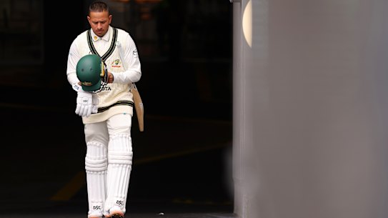 A man apart: Usman Khawaja on Boxing Day.