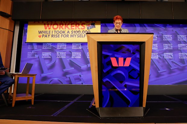 One Nation Leader Senator Pauline Hanson at the National Press Club.