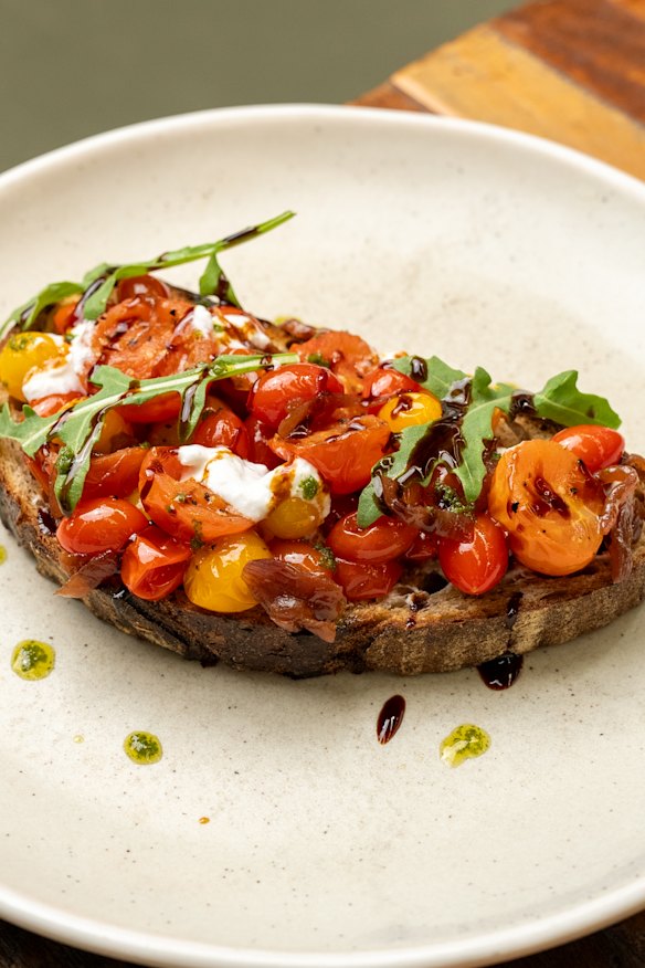 Bruschetta with goat’s curd our toasted sourdough.