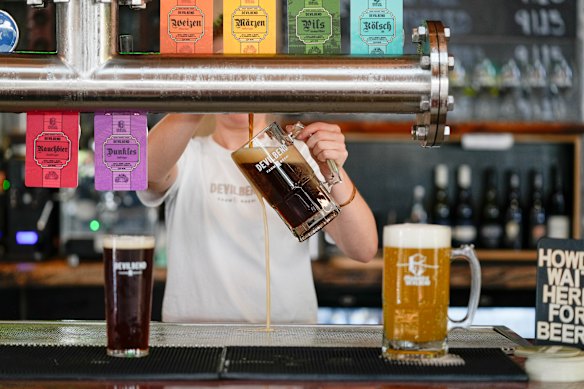 Seven varieties of hops are grown for Devilbend Farm’s beers.