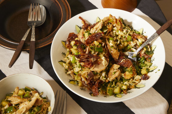 Despite its name, there’s no rice in this “Hainanese chicken rice” salad.