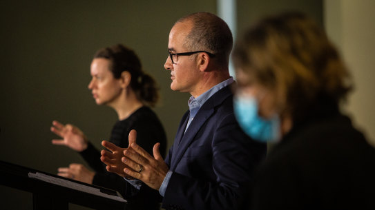 James Merlino addresses the media on Wednesday.