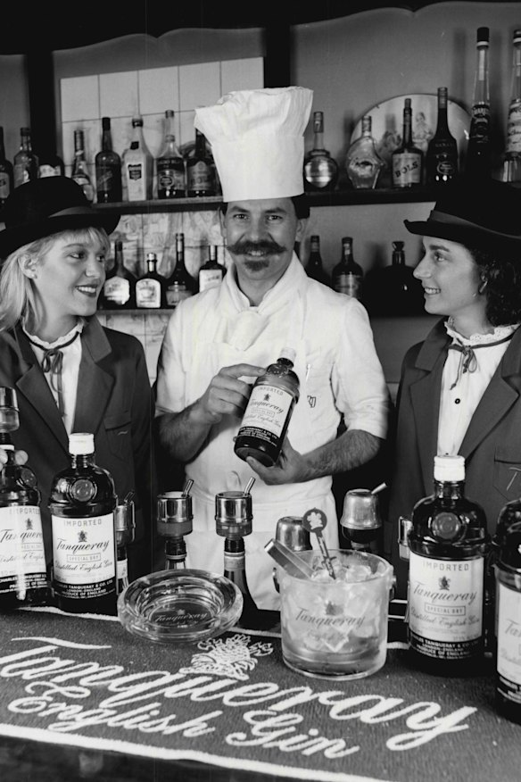 Rudi Dietz at a 1984 Tanqueray Gin promotion at Stuyvesant’s House. 