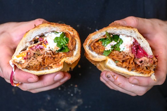 Cochinita pibil chilaquiles torta.