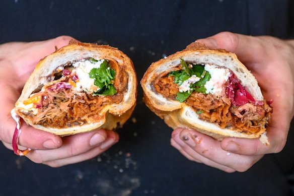 Cochinita pibil chilaquiles torta.