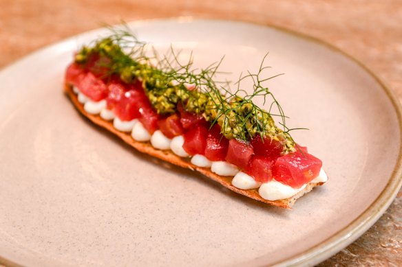 A salmon version of Antara’s tuna en croute will be served on Christmas Day with burnt honey and mango.