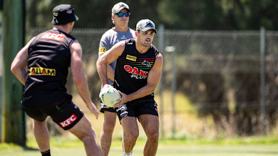 Nathan Cleary back at Panthers training.