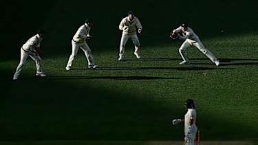 What a photo from last night as Carey takes care of an edge from Haseeb Hameed. 