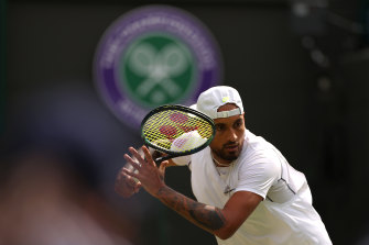 Nick Kyrgios leads two sets to love against Cristian Garin.