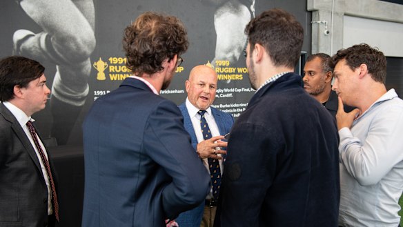 Rob Clarke talking with the press.