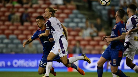 Never fun: the injured Joey Champness is yet to appear for Newcastle Jets this A-League season.