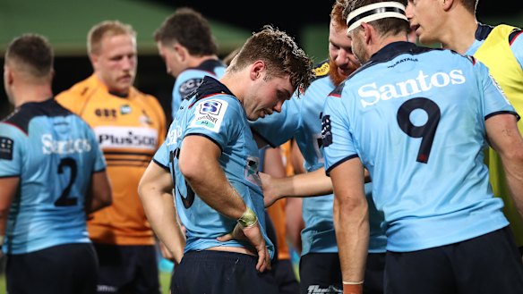 Will Harrison cut a forlorn figure at the end of the match.